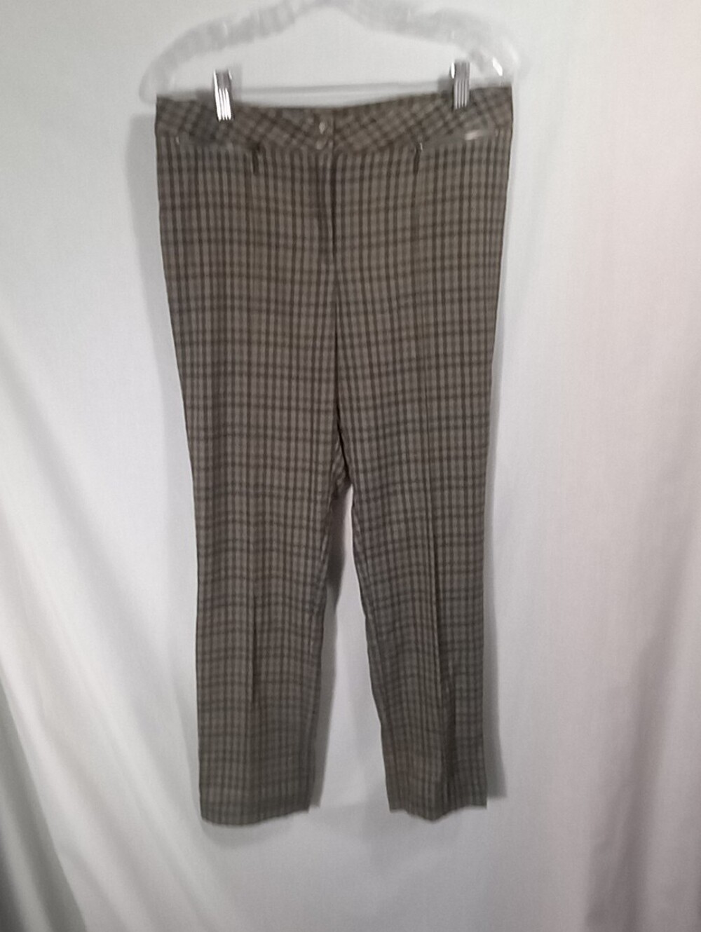 J.McLaughlin Yara Olive Green Plaid Pleated Ankle Pant Size 10 - Picture 2 of 6